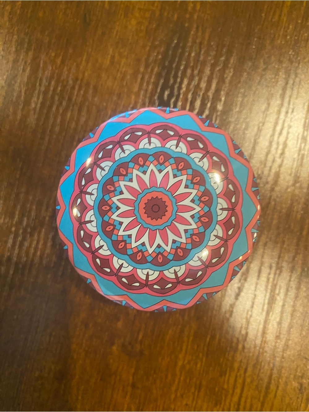 Source Unknown Teal and Pink Geometric Mandala Soy Candle